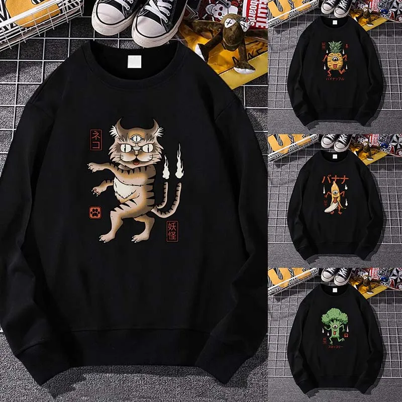 

Streetwear Hoodies Cute Monster Printed Women Sweatshirt Spring Autumn Long Sleeve Harajuku O-neck Pullovers Female Clothes Top