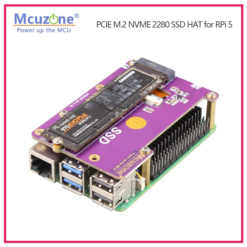 Sombrero PCIE M.2 NVME 2280 2230 2242 Gen3 SSD para Raspberry Pi 5, modelo MPS2280