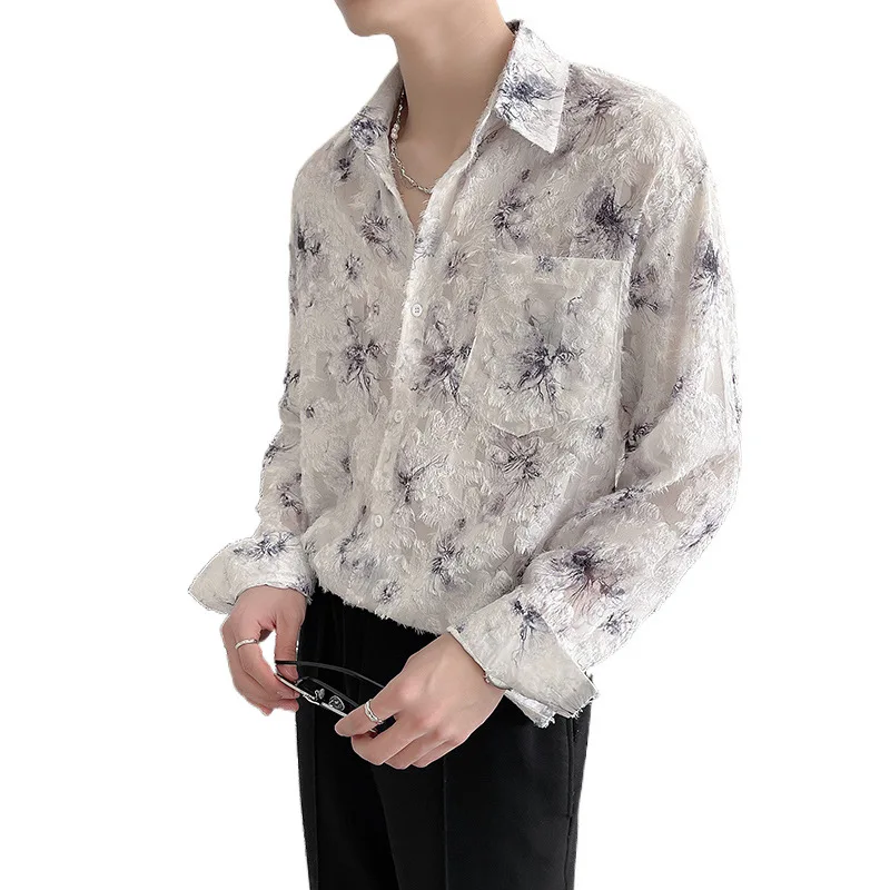 

Embroidered Perspective Shirt Tie-dye Personalized Loose Long-sleeved Shirt Sunscreen Shirt