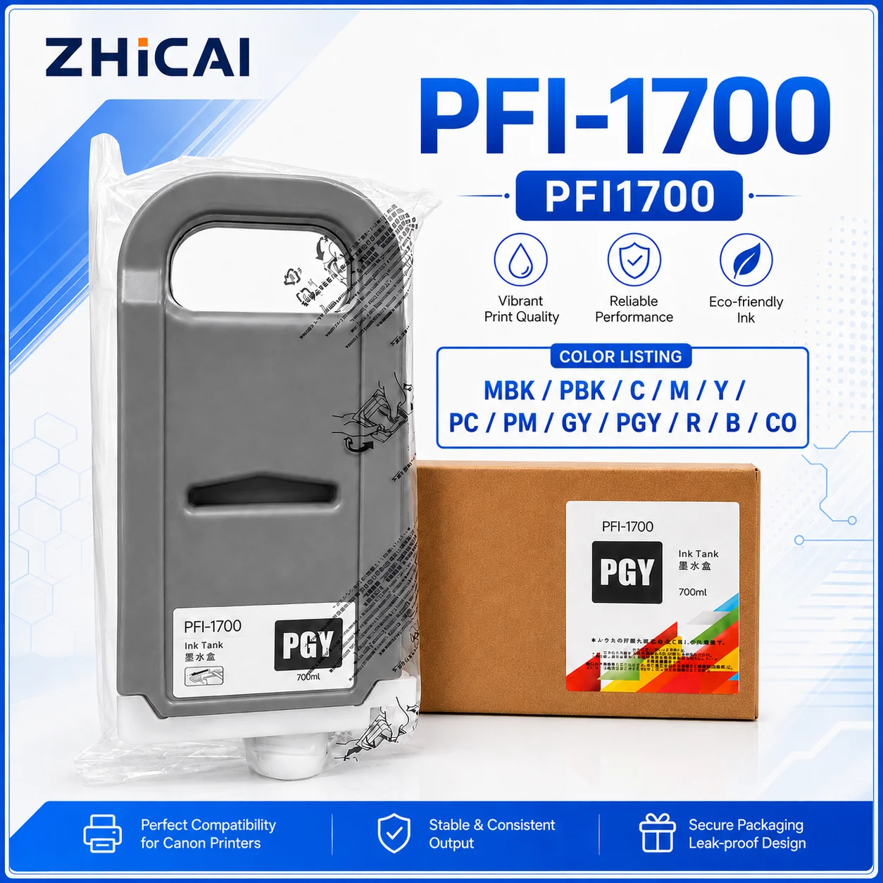 PFI-1700 PFI1700 Ink Cartridge Compatible for Canon Pro 2000 4000 4000s 6000 6000s pro 2100 4100 6100 With Pigment Ink 700ml