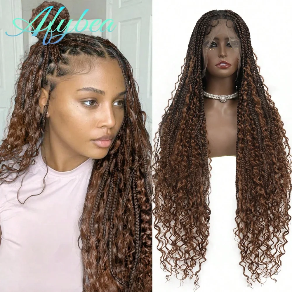 

Парик с богемными плетеными локонами, омбре-коричневый, 360 HD, полностью кружевной, с передней частью из кружева, плотность 200, с невидимой завязкой, предварительно выщипанные синтетические волосы