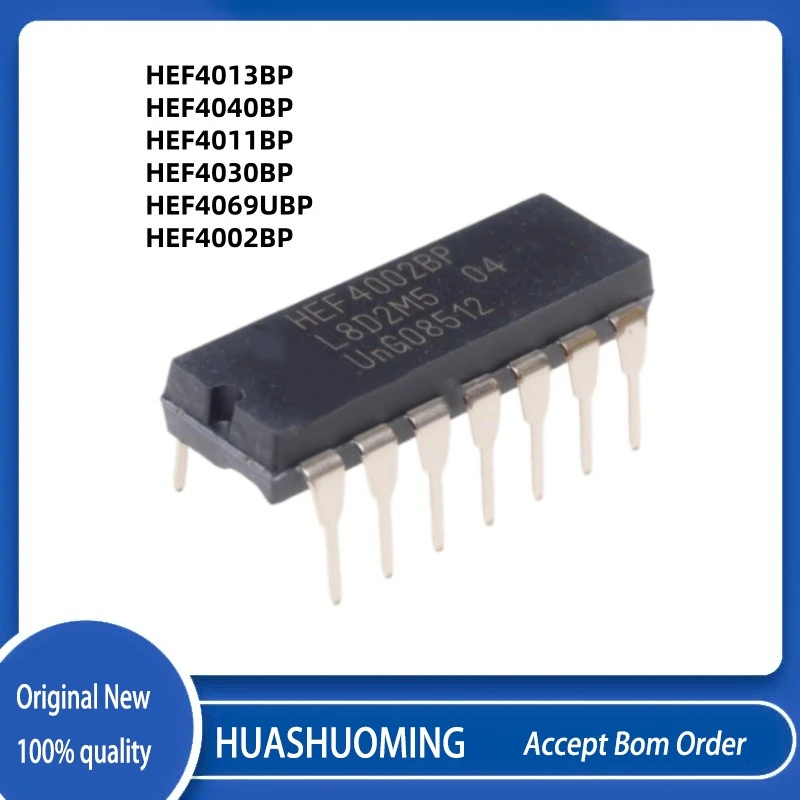 20pcs/lot   HEF4040BP HEF4013BP HEF4011BP HEF4030BP HEF4069UBP HEF4002BP  DIP  100%