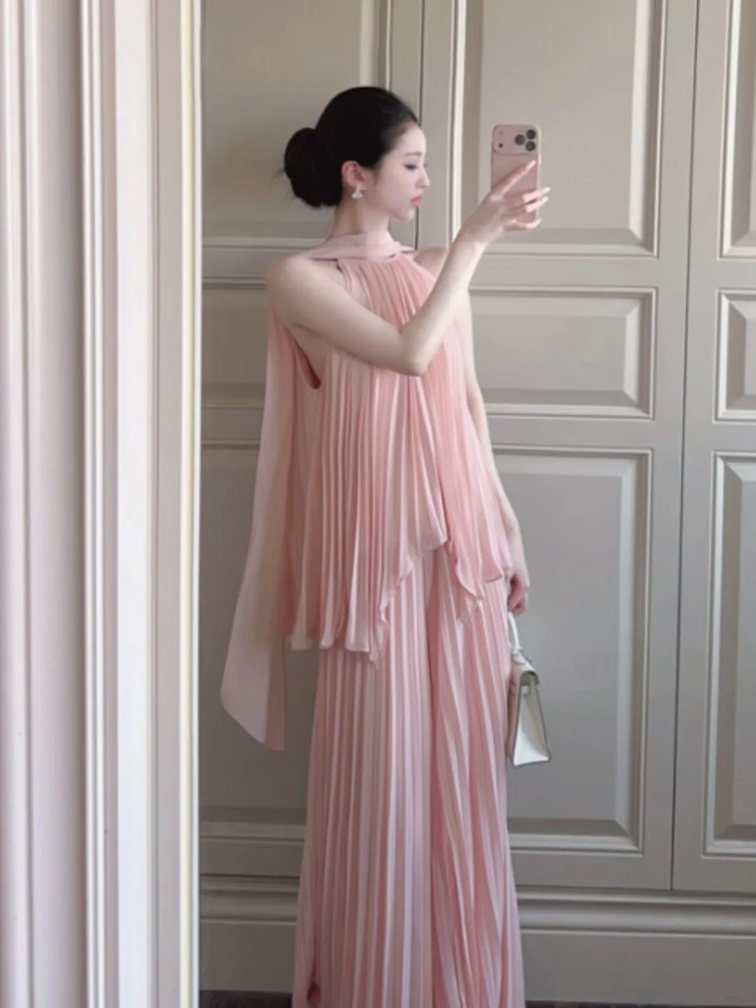 

Gentle Style Two-Piece Set Top And Wide Leg Pants Anti-Aging Summer Fashion Women's Cotton Warm Mid-Length Sleeveless Outfit