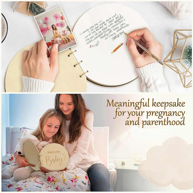 Baby Shower Guest Book Wooden Guest Book Sign Keepsake Adult Kids Birthday Party Supplies Wedding Welcome Baby Decoration