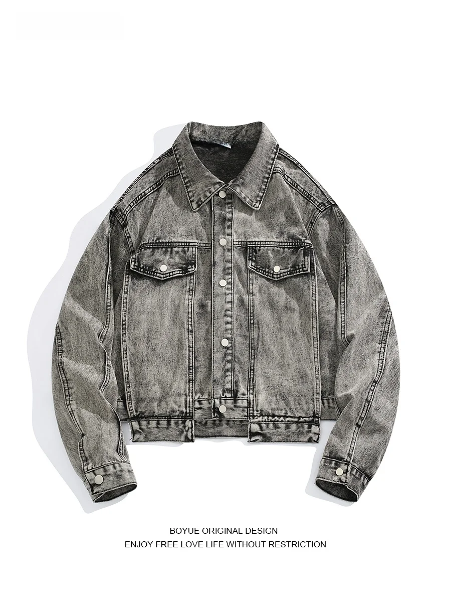 

Мужская джинсовая куртка-бомбер Waed Boyue в американском уличном стиле с подплечниками, молодежная мода