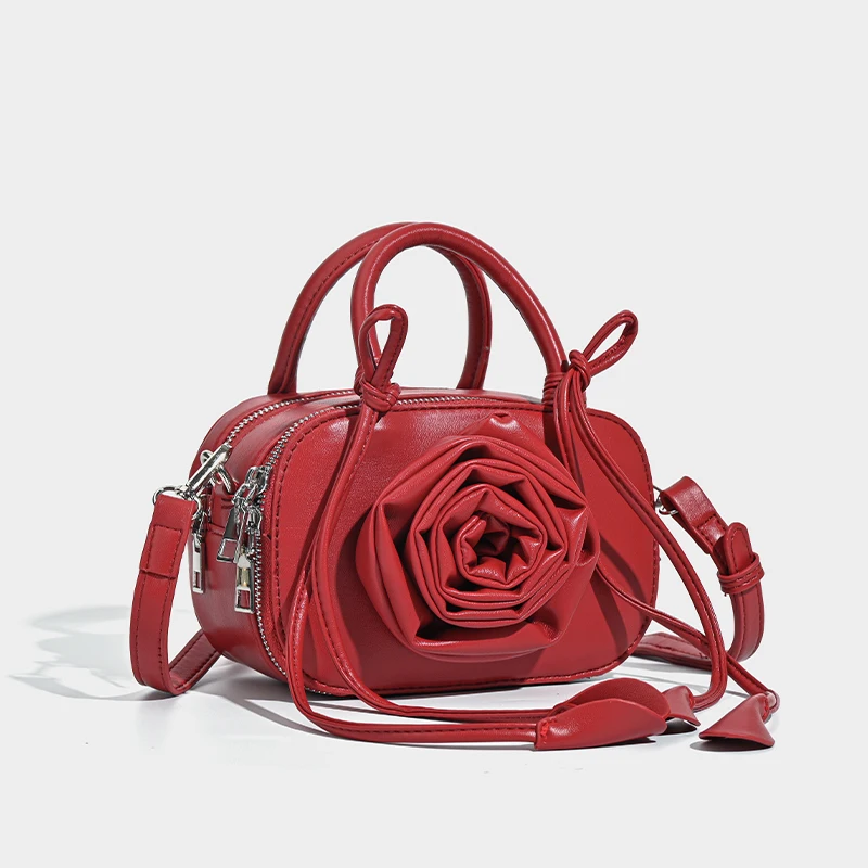 Luxury Elegant Three-dimensional rose flower Handbags Design Pleated Flower Shoulder Bag Women Wedding Party Female pillow bag