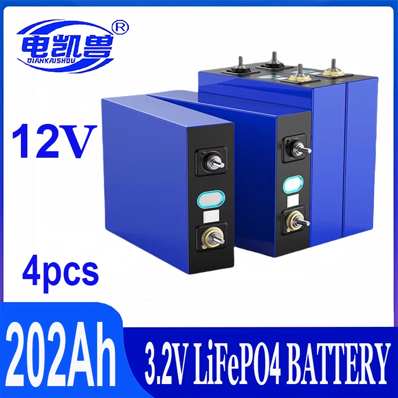 4 pcs 3.2V Lifepo4 Battery 202Ah 4000 Cycles Lithium Prismatic Cells for 12v 48v 202ah Solar Energy System EV Truck Camper Van