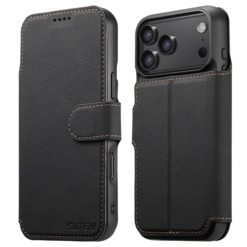 Magnetic Card Leather Case for iPhone 18 17 16 Pro Max 15 14 13  Advanced SenseShell All-inclusive Wear-resistant Anti-drop Case