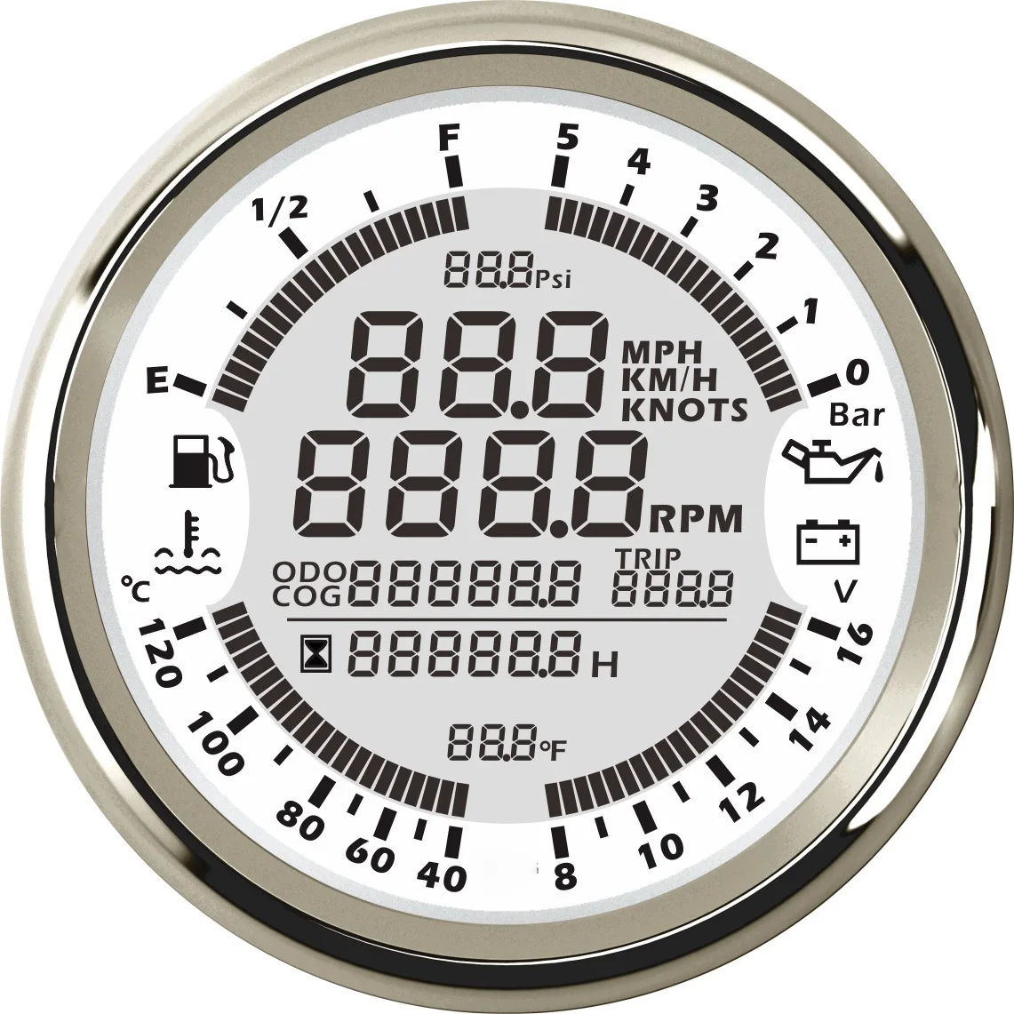 Six-in-one multi-function meter Oil level Water temperature Voltage Oil pressure Speed hour meter GPS speed mileage
