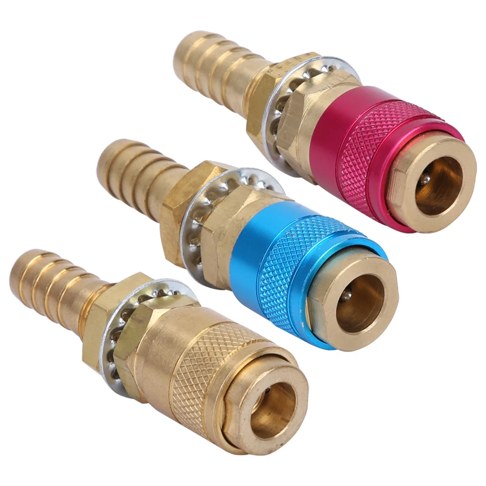 3pcs M10 Red+Yellow+Blue Water Cooled&Gas Adapter Quick Connector Fitting For TIG Welding Torch