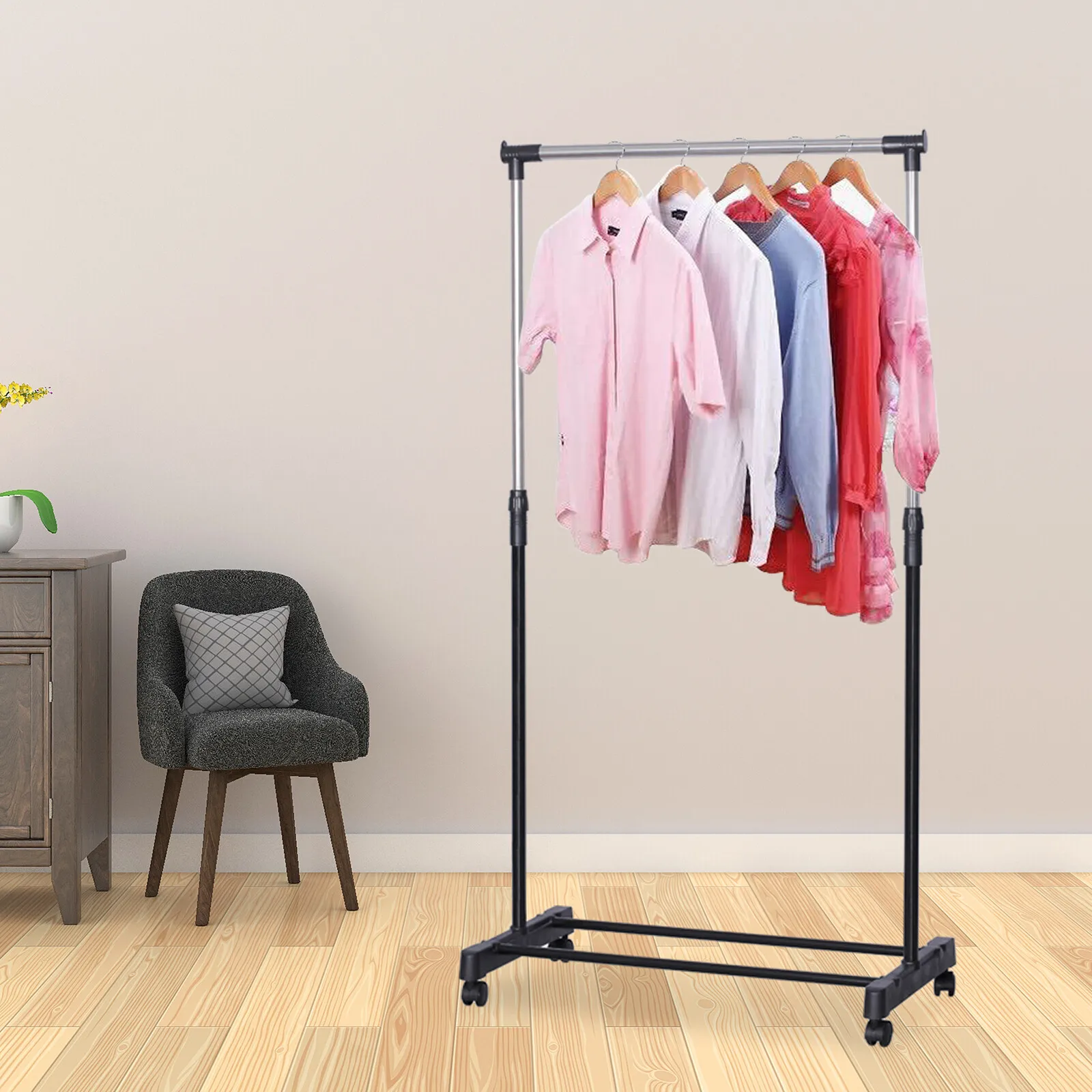 

Laundry Clothes Storage Drying Rack Floor Standing Hanger Garment Coat Hat Stand