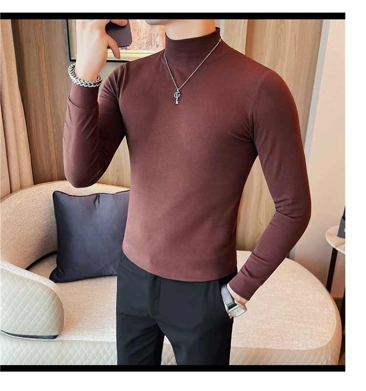2026 Herren Thermounterwäsche Rollkragen-Hemd mit Revers, dünnes Modal-Herbst- und Winter-Langarm-Unterhemd, einlagiges Slim-Fit-Oberteil – Detail 14