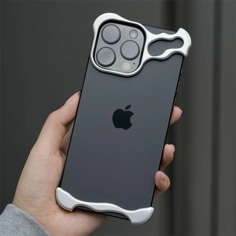 Nieregularne metalowe etui na telefon iPhone 17 16 15 14 13 12 Pro Max Plus 17Air 16E Bezramkowa, odporna na wstrząsy obudowa ze stopu aluminium — zdjęcie produktu 2