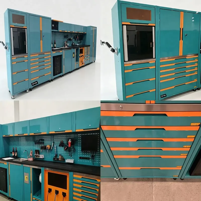 Toolbox Garage Locker Workbench Tool Cabinet Workshop Storage Organizer for Home Repair DIY Projects Heavy Duty Metal Shelf