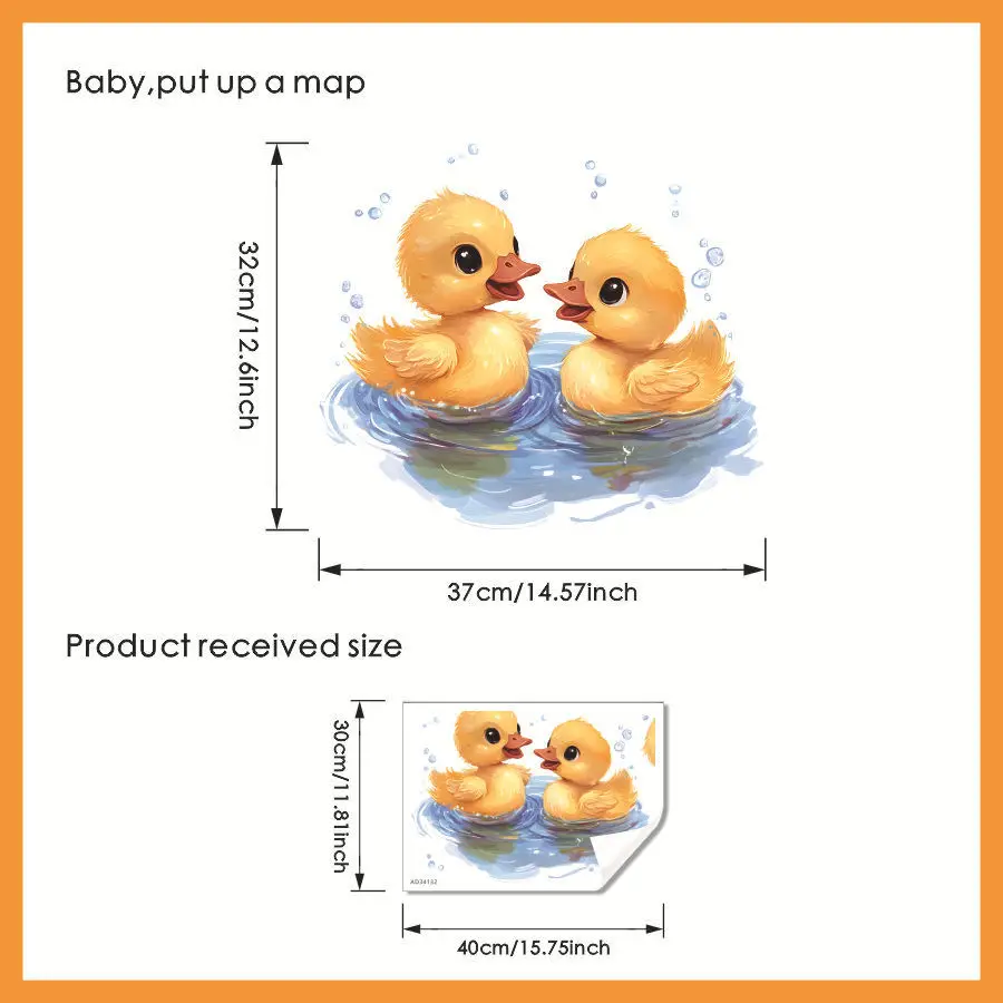 Cute Duck Cat Waterproof Stickers for Toilet Seat Bathroom Decoration Playful Vinyl Decals Home Posters Toilet Art Stickers
