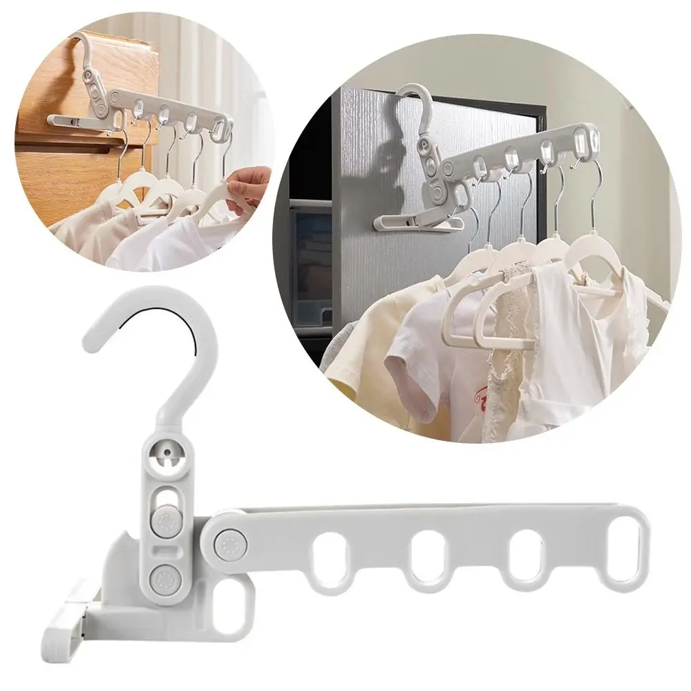 Portable Foldable Clothes Drying Rack Angle Adjustable Multi-function Clothes Hanger Five-hole Clothes Hook Hotels