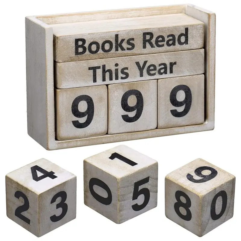 Lightweight Book For Reading Goal Tracker Counter, Wooden Book Tracking System Display, Sign Bookshelf Decor Accessory Read This