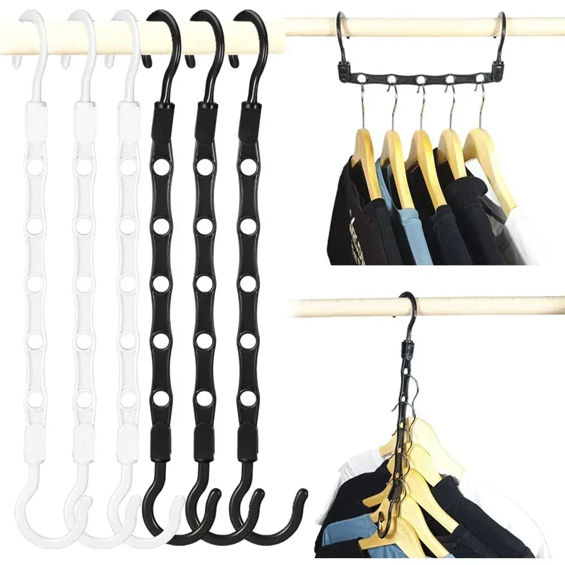 Multifunctional Hook Hanger Space-saving 5 Holes Hanger Simple Folding Windproof Clothes Hanger Apartments Dorms Home Supplies