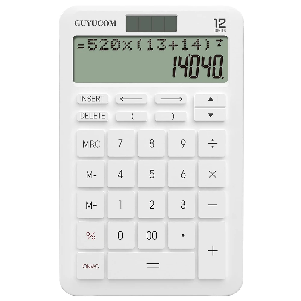 Calculadora de escritorio con Grabación de historia mejorada y función de seguimiento, porcentaje de 2 líneas, pantalla LCD grande y clara, 12