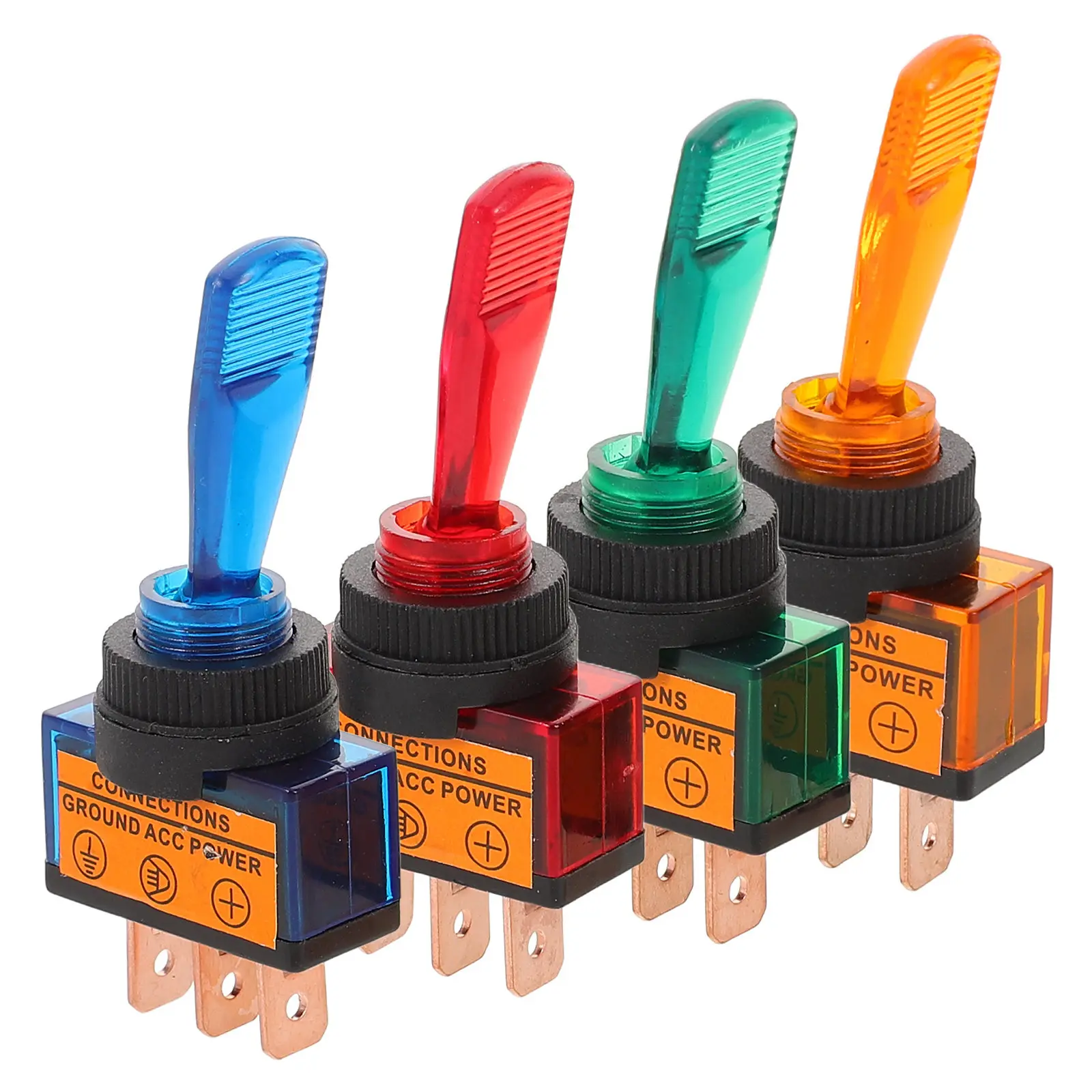 4Pcs Lighted Mini Toggle Switch Rocker Durable Waterproof on Off Automotive Marine Electrical Lighted Toggle Mini Rocker Switch