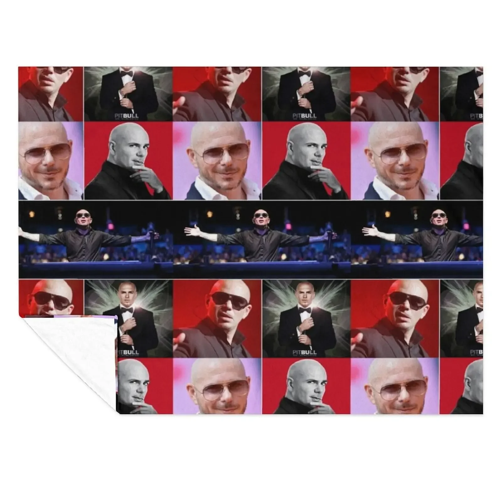 

Pitbull American rapper Aesthetics Photos Compilation Collage - 1 Throw Blanket Decorative Beds Furrys Giant Sofa Blankets