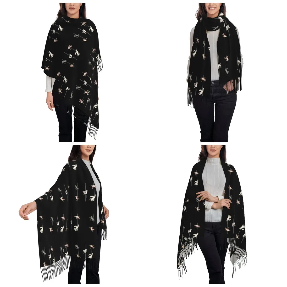 Pole Kittens At Play Scarf Tassel Scarves Women Soft Warm Shawls and Wraps Large Fall Winter Shawl Wrap