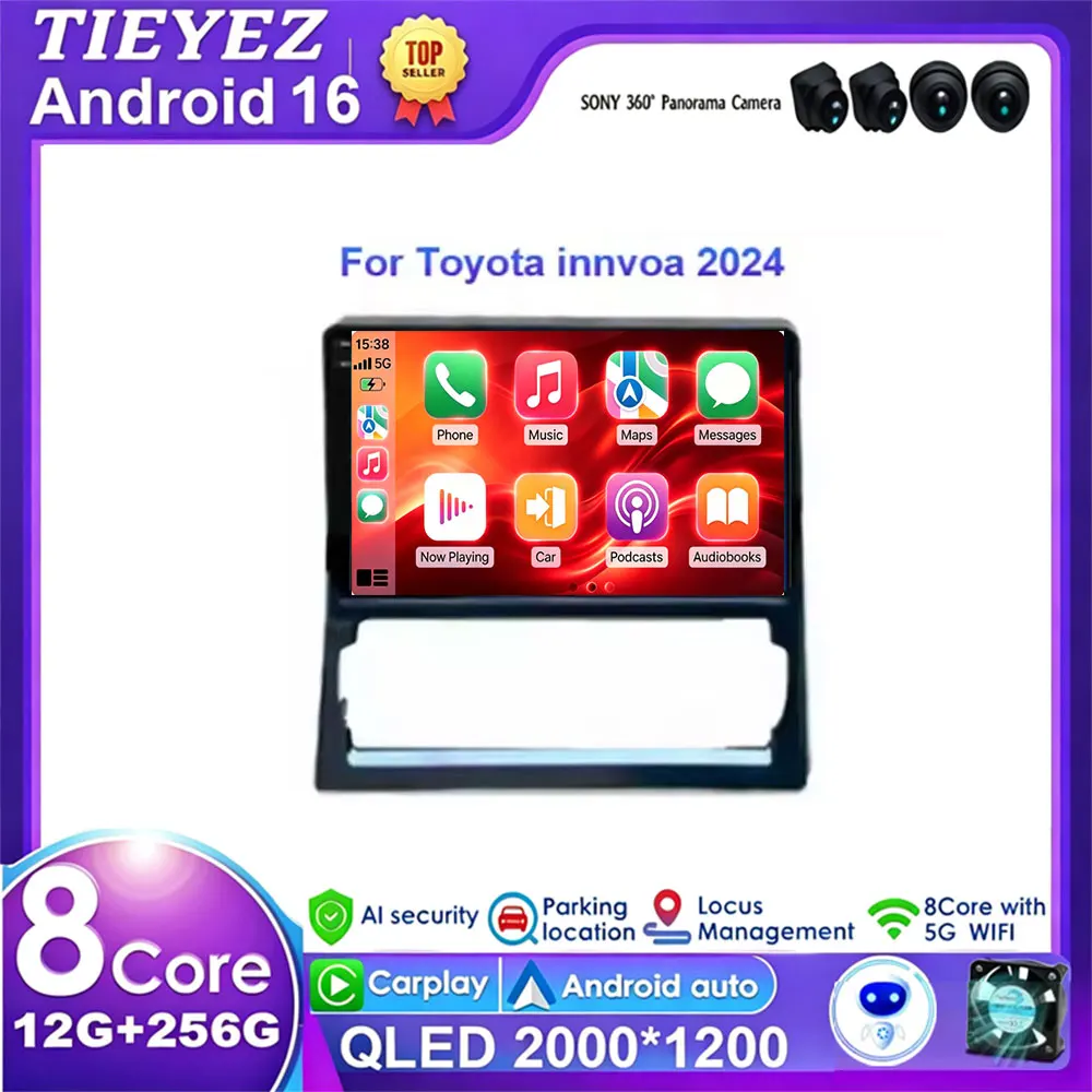 9' Android 16 for Toyota Innova 2024 Wireless Carplay Android Auto Car Radio Multimedia Player Navigation GPS 4G+WiFi AutoRadio