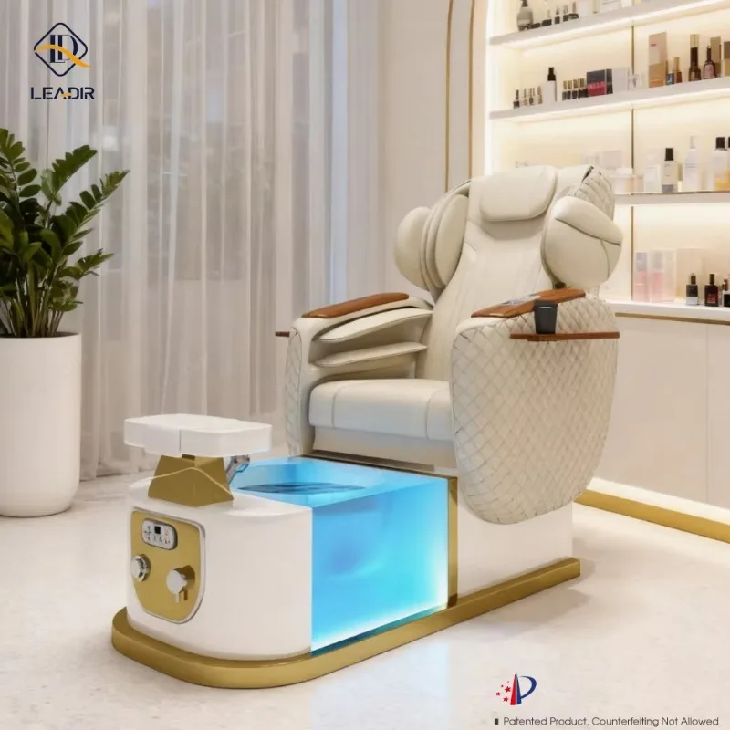Custom Stylish Modern Luxury Pink Back Massage Beauty Salon Electric Nail Manicure Foot Spa Station Pedicure Chair