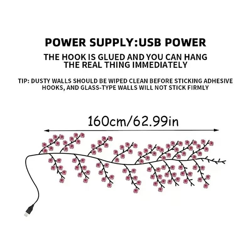 DIY Maple Leaf Rose Pendant USB Powered Suitable for Home Wall Flower Decoration Night Light Multi Mode Willow Branch Light - view 5