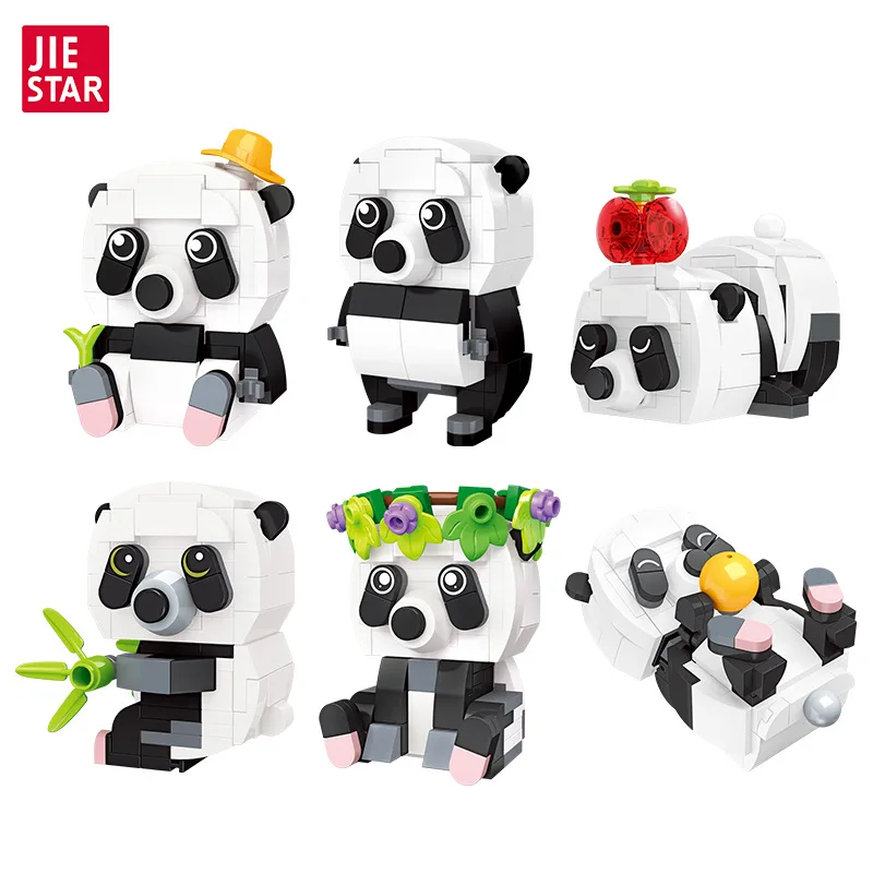 JIE STAR DIY Building Blocks Set Small Particle Six Panda Toy Assembly Kit for Adults And Kids
