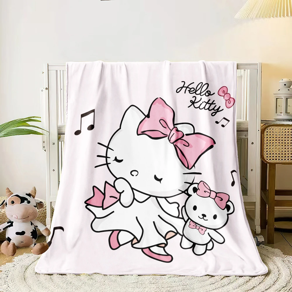 Hello Kitty portable thin blanket, Lightweight Flannel Throw for Sofa,Bed,Travel,Camping,Livingroom,Office,Couch,Chair, and Bed