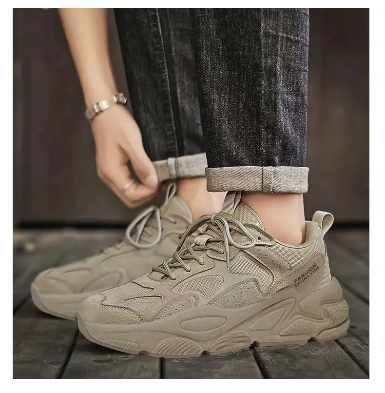 2026 Summer Men's unky Dad Sneakers Breathable Mesh Casual Shoes Thick Sole Streetwear Footwear