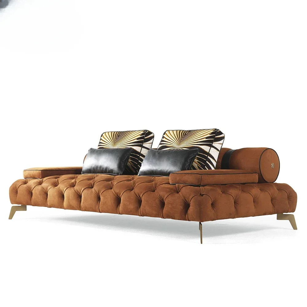 Stylish Comfortable Sofa Unique Design Nubuck Fabric Sofa for Modern Homes Living Room