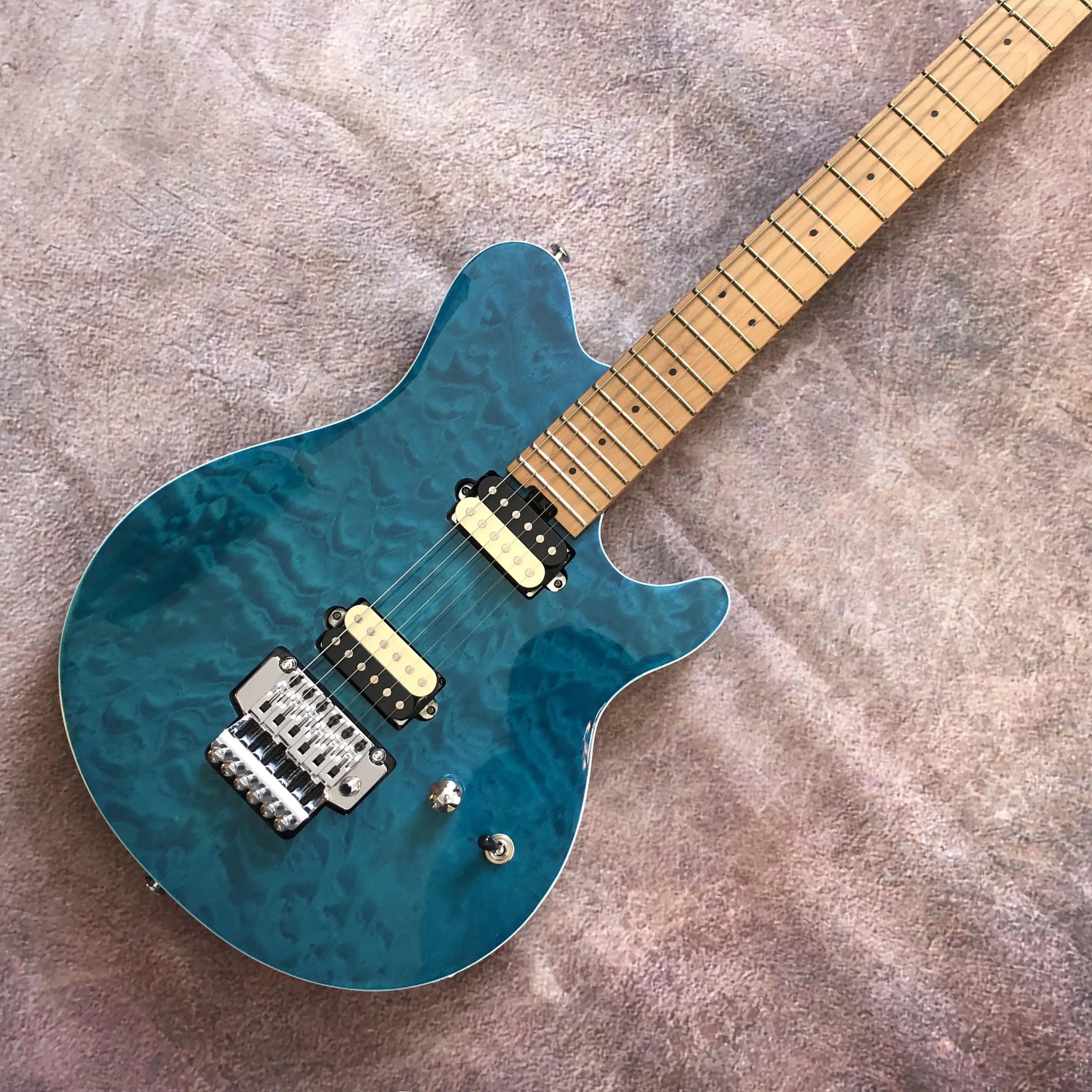 Rear concave waist electric guitar, fluffy maple top, maple fingerboard, upgraded pickup truck, quick delivery