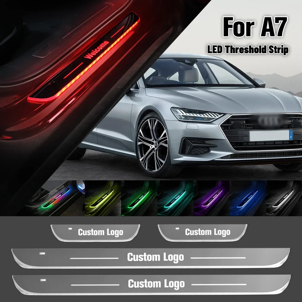 Welcome Threshold Pedal Lamp Accessories Audi A7 4G 4H 2010-2023 Car Door Sill Light Customized Logo LED 2015 2018 2019 2021