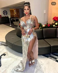 Sparkly Sequined Luxury Floor-length Festival Dress Women New Evening Prom Birthday Celebrate Gown Sexy Split Stage Costume