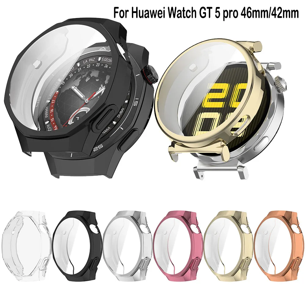 Full Protective Case Cover Shell For Huawei Watch GT 5 pro 46mm 42mm Replacement Accessories Cases 360 TPU Screen Protective