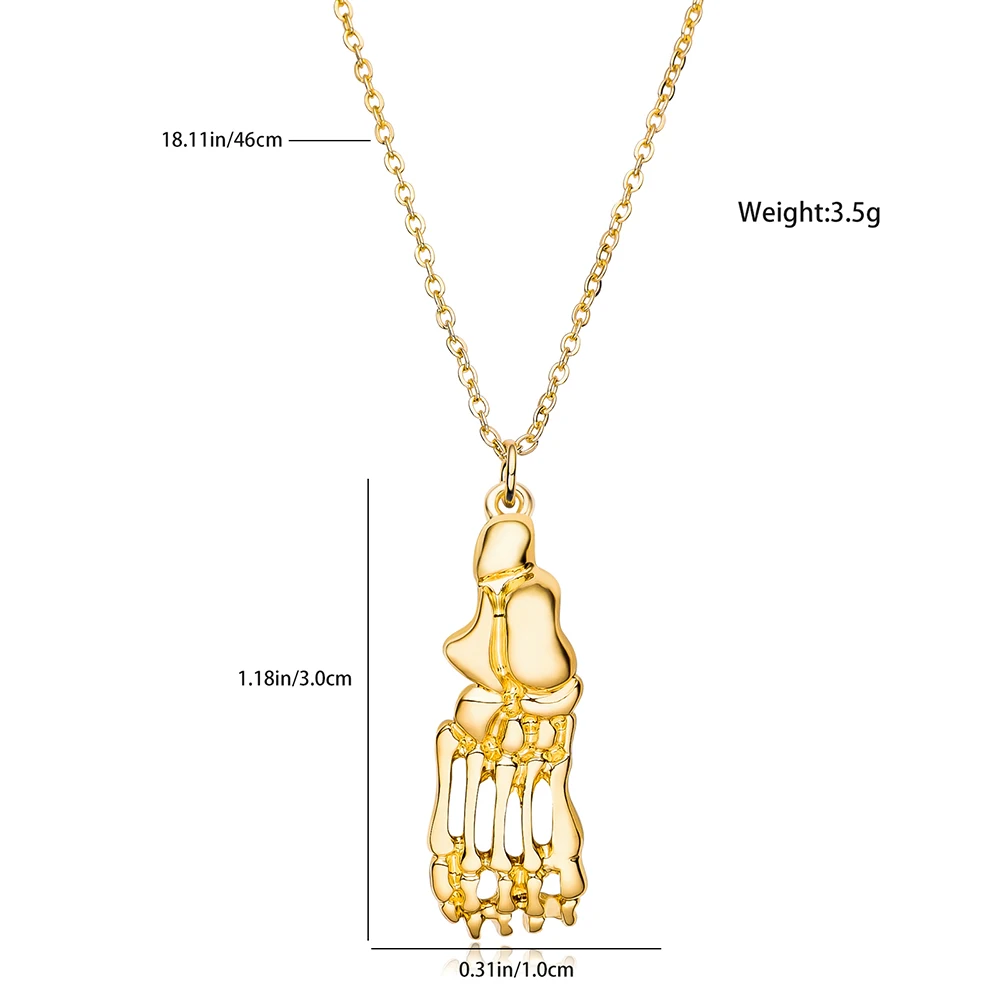 Hanreshe Medical Podiatry Bone Pendant Necklace Gold Color Orthopedic Medicine Jewelry for Orthopedist Doctors and Nurses Gifts