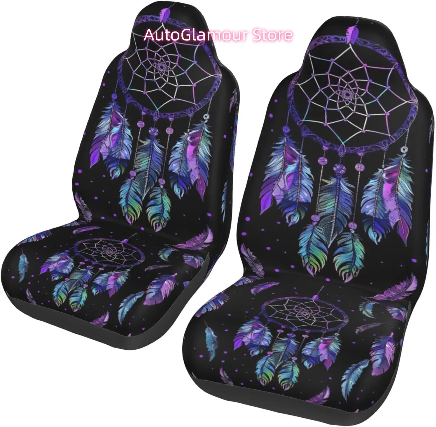 Dreamcatcher with Colorful Feathers Car Seat Covers Set of 2 Vehicle Seat Protector Car Covers for Auto Cars Sedan SUV Automotiv