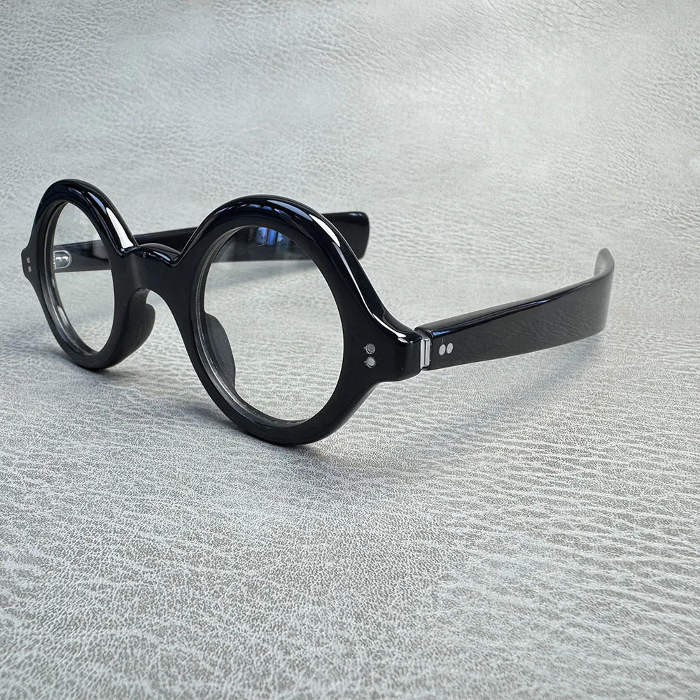 Eyeglass Frames Unique Small Round Vintage Optical Thick Eyeglasses Handmade Buffalo Horn Rivets Prescription Man Glasses Frames - view 6
