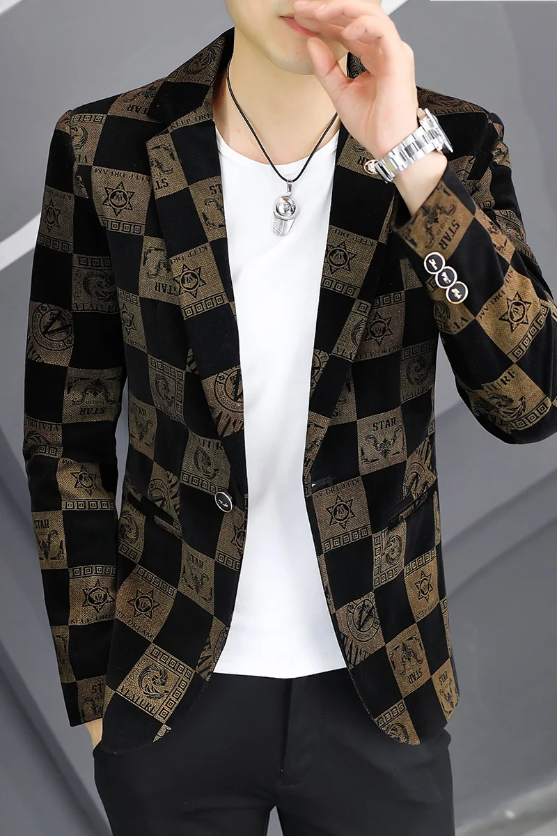 سترة رجالية جديدة غير رسمية عصرية لعام 2025 للخروج عصرية مطبوعة للولائم متعددة الاستخدامات والتخسيس النسخة الكورية #5