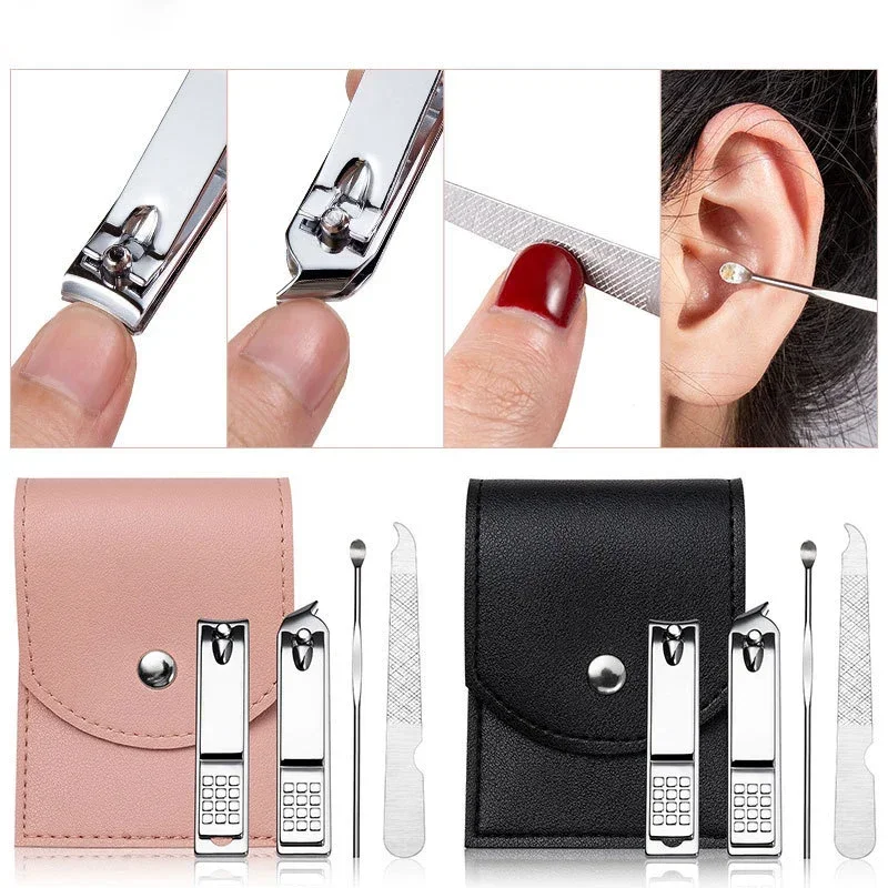 7Pcs Manicure Cutters Nail Clipper Set Household Stainless Steel Ear Spoon Universal Pedicure Scissors Tool Portable Nail Tools