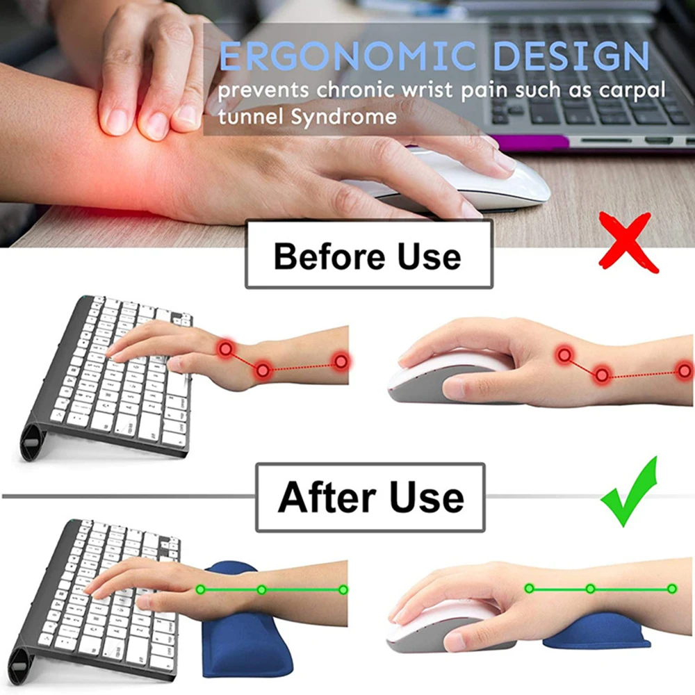Ergonomic Mouse Pad Keyboard Pad Comfort Memory Foam Wrist Non-Slip Base Wrist Rest Pad Computer MousePad For Office Mousepad