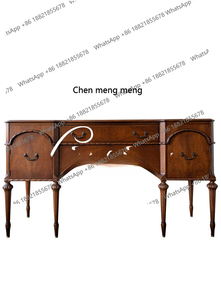 French Carved Entrance Cabinet Wood Color Locker/Classical Living Room Storage Cabinet