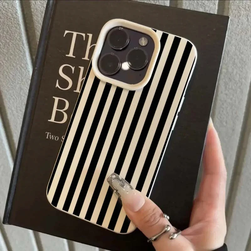 Fashion Striped Faux Leather Case For iPhone 17 Air 16 E 15 14 Plus 13 12 11 Pro Max XS Max Soft Slim Cover