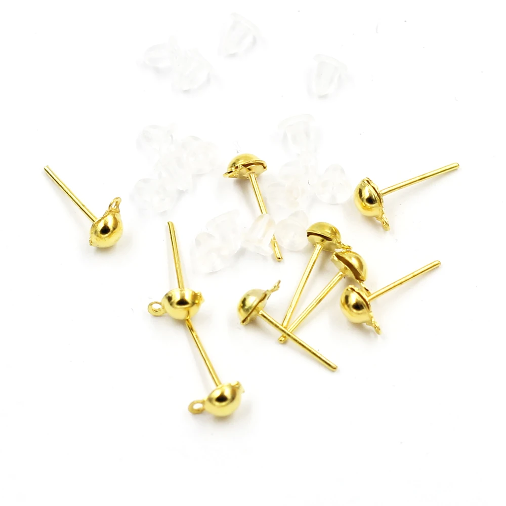 

3000 шт. позолоченные стойки для сережек из сплава с резиновыми пробками, петля для ювелирных изделий, фурнитура «сделай сам», 12x4 мм