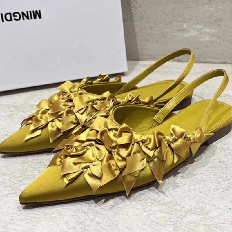 

Luxury Designer Womens Shoes New Exquisite Pointed Tip Flat Slippers for Woman Elegant French Style Casual Shoes Sandalias Mujer