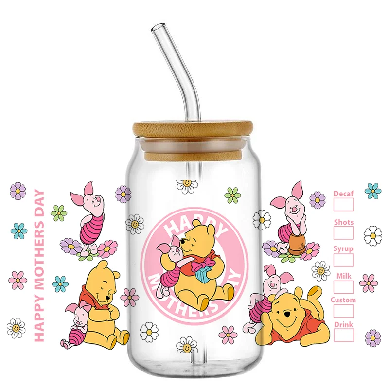 Funko Hotsale Lovely Winnie Bear 16oz UV DTF 3D Transfer Cartoon Sticker Decals For Glass Can Cup Fashion Craft DIY Creative