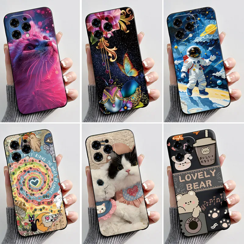 Capa para Doogee N55 / N55 Pro / N55 Plus, capa estética, moda, gato fofo, desenho animado, capa traseira de silicone macio, à prova de choque