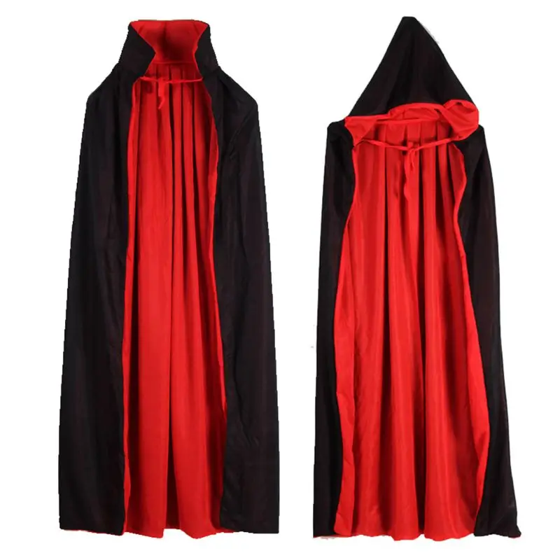 

Black Red Vampire Cloak Cape Stand-up Collar Long Robe Women Men Halloween Vampires Grim Reaper Party Cosplay Costume